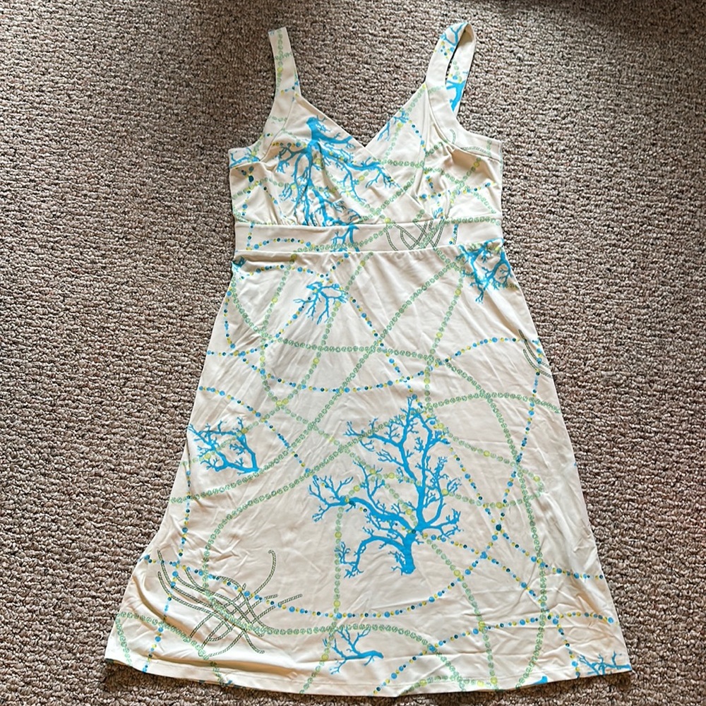 Nautical cream colored stretchy dress.